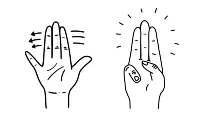 illustration of hands how to perform breast exam